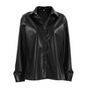 Chic Women's Faux Leather Blouse