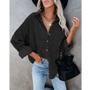 Chic Women's Corduroy Button-Up Blouse