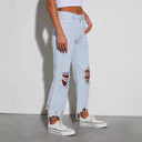 Trendy Wide Leg Frayed Hem Jeans for Women