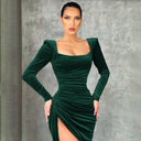 Women's Ruffled Mini Dress with Chic Deep Slit