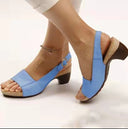 Ladies Comfortable Heeled Sandals with Anatomical Footbed and Elegant Strap by Heidi-Mode