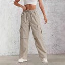 Stylish Women's Cargo Pants with Elastic Waist and Side Pockets