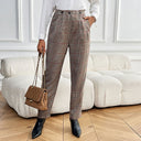 Stylish Women's High-Waist Check Carrot Pants