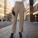 Women's High-Waisted Cargo Pants with Stylish Side Pockets