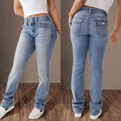 Chic High-Waisted Jeans with Stylish Button Closure
