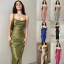 Chic Maxi Dress with Stylish Wrap Design and Spaghetti Straps