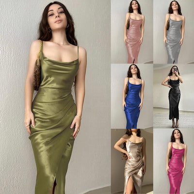 Chic Maxi Dress with Stylish Wrap Design and Spaghetti Straps