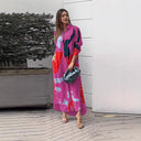 Vibrant Graphic Print Shirt Dress with Pockets