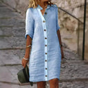 Stylish Women's Linen Dress with Button Details