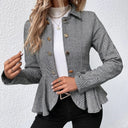 Women's Stylish Asymmetrical Blazer Jacket with Unique Button Accents