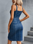 Stylish Denim Dress with Button Placket & Pockets