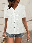 Artistic Lace Women's Blouse with Button Accents