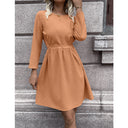 Chic Women's Dress with Adjustable Belt & 3/4 Sleeves