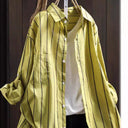 Striped Long Sleeve Blouse with Oversized Fit for Women