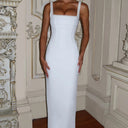 Chic Women's Evening Dress with Square Neckline and Refined Accents