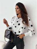 Ruffle Sleeve Blouse with Classic Polka Dot Design