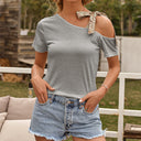 Chic Women's Asymmetrical T-Shirt with Unique Shoulder Design