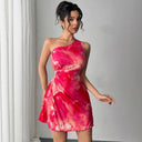 Asymmetrical Cocktail Dress with Refined Pleats for Women