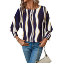 Chic Wave Pattern Women's Blouse