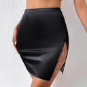 Chic Faux Leather Mini Skirt with Side Slit and Unique Accents