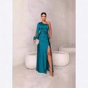 Chic Women's Asymmetrical Evening Dress with Pleats