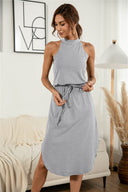 Chic High Collar Dress with Elastic Waist