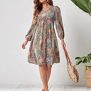 Chic Women's Deep V-Neck Dress with Long Sleeves