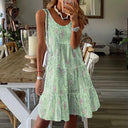 Airy Summer Dress with Flowing Skirt and Decorative Accents