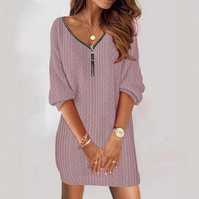 Women's Knit Dress with Modern Zipper Design