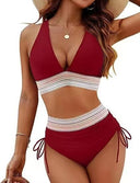 Chic High-Waisted Women's Bikinis with Stylish Accents
