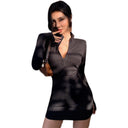 Women's Mini Dress with Stand-Up Collar & Side Zippers