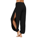Chic Women's Palazzo Pants with Side Slits and Stretch Waistband