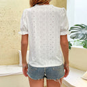 Embroidered Women's Blouse with Trendy Puff Sleeves