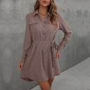 Women's Shirt Dress with Pockets & Tie Belt
