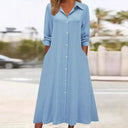 Chic Women's Shirt Dress with Pocket Design