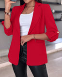 Chic Women's Blazer with Roll-Up Sleeves