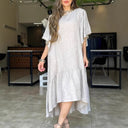 Chic Women's Linen Dress with Statement Sleeves