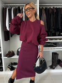 Women's Asymmetrical Hem Sweat Dress with Airy Sleeves