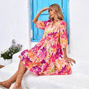 Floral Print Blouse Dress with Statement Sleeves