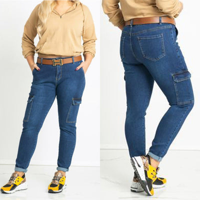 Stylish Women's Cargo Jeans with Chic Pockets