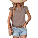 Summer Striped Blouse with Ruffle Design for Women