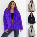 Chic Faux Fur Blazer with Wide Collar