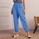Stylish Women's Summer Pants with Elastic Waist and Pockets