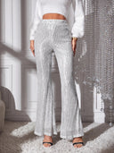 Chic Cropped Trousers with Glitter Accents