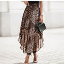 Trendy Leopard Print Maxi Skirt with Asymmetrical Hem for Women