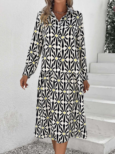Geometric Print Women's Shirt Dress