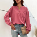 Women's Long Sleeve Button-Up Blouse with Pocket