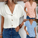 Chic Women's Blouse with Shawl Collar & Accented Buttons