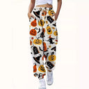 Women's Halloween Motif Pants with Elastic Waist