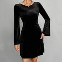 Chic Velvet Midi Dress with Long Sleeves